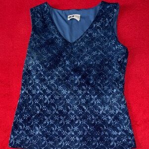 I.N. Studio Navy Lace Sleeveless Blouse